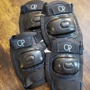 OP Ocean Pacific Black Knee and Elbow Pads with Blue Stitching